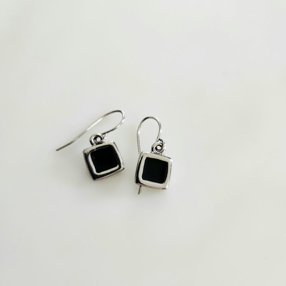 Elegant Black and Silver Drop Earrings